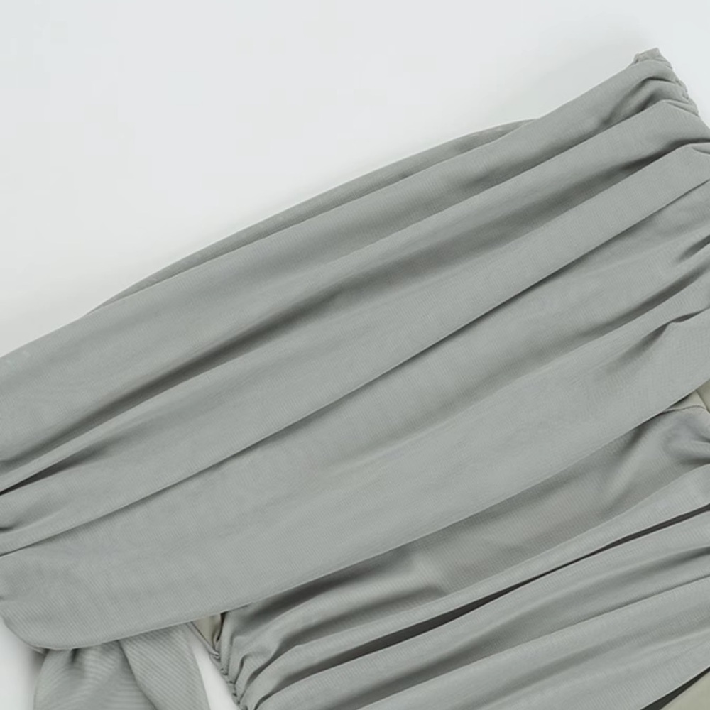 Elegant Off-Shoulder Sage Green Dress - Picture 6 of 8